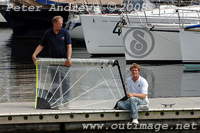 Tony and Nathan Outteridge at the Cruising Yacht Club of Australia after it was announced that Tony was the first successful recipient of a grant from the Jonston < Jonston Athlete Family Support Program.
