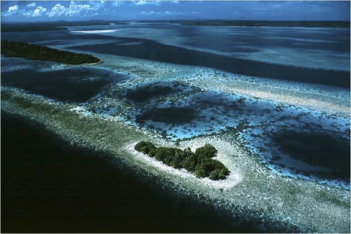 Islands and reefs, Vonavona Lagoon, Solomon Islands. copyright Michael McCoy
