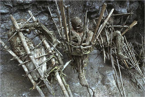Mummified ancestral bodies, Aseki, Papua New Guinea. copyright Michael McCoy