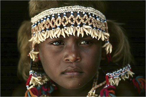 Girl of the Lau people in traditional dress, Sulufou Island, Solomon Islands. copyright Michael McCoy