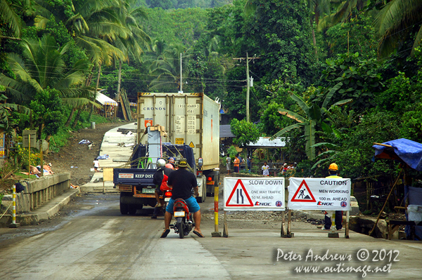 Entering the region of Cotabato North, more roadworks along the highway to Kidapawan City, Davao del Sur Province, Mindanao, Philippines. Photo copyright Peter Andrews, Outimage Australia.