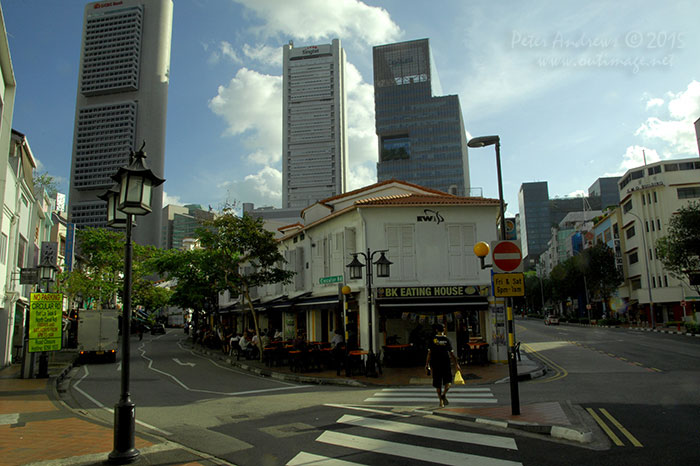 The junction of Circular Road on the left and South Bridge Road on the right is a great starting point for a walk towards Singapore's Chinatown. Easily accessed by numerous bus routes, the Clarke Quay MRT and a five minute walk from Parliament House and Funan Digitallife Mall. Photo © Peter Andrews / Outimage. Walking from Circular Road to Chinatown in Singapore as the city prepares for the Lunar New Year.