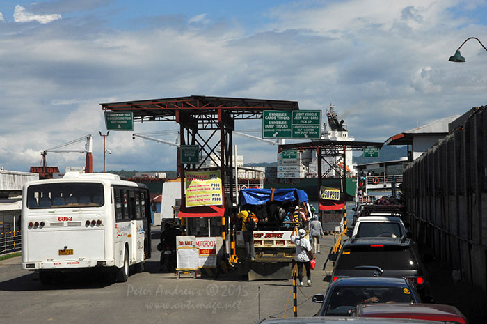 Waiting vehicles in at Sasa Barge Wharf Davao City for the ferry to Samal Island.