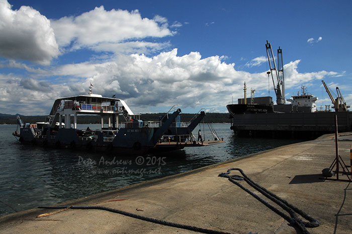 The Sasa Barge Wharf in Davao City and one of the smaller vehicle ferries to Samal Island.
