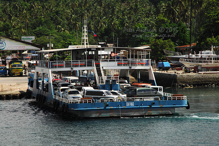 One of the larger vehicle ferries at Samal Island leaving for Davao City.