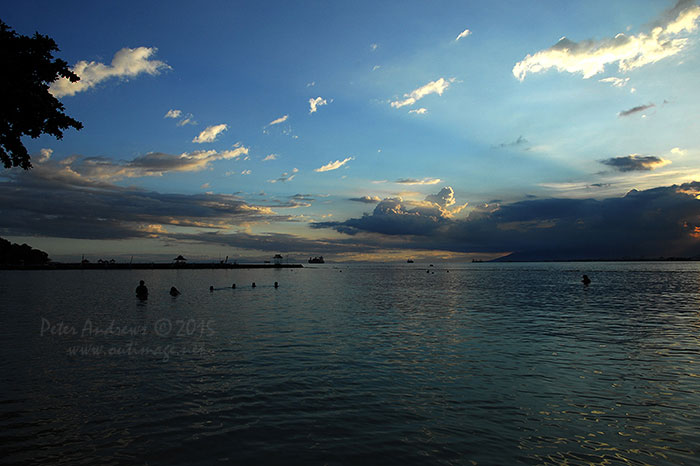 View towards Davao City Mindanao from Paradise Island Beach on Samal Island.