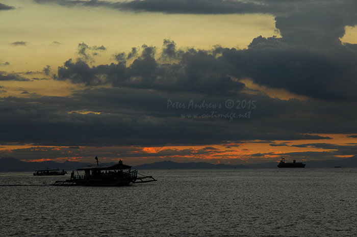 View towards Davao City Mindanao from Paradise Island Beach on Samal Island.