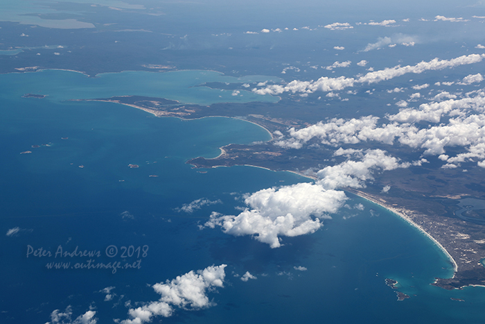 The coastline of East Arnhem Land and home of the Yolngu People near Nhulunbuy, facing the Gulf of Carpentaria in the Northern Territory. 12°34'33.6"S 136°49'42.0"E. High altitude shots from a flight between Sydney Australia and Manila, Philippines.
