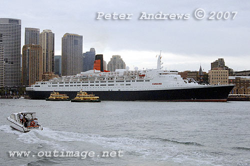 QE2 at Circular Quay from the Sydney Opera House.