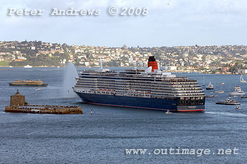 Queen Victoria behind Fort Denison on Sydney Harbour.