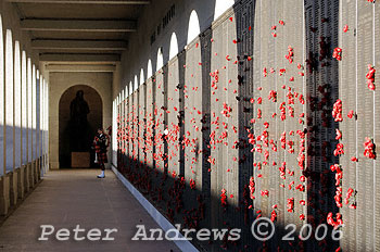 A lone Piper standing by the Australian War Memorial's Roll of Honour in Canberra, ahead of the evening's closing ceremony.