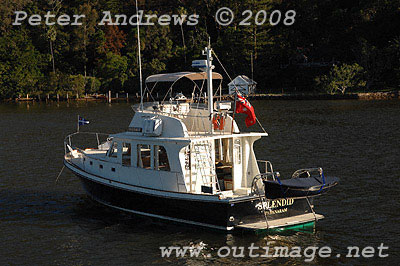 Splendid, a 2000 38 JN at anchor off Peat's Bite.