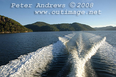 Our wake on the Hawkesbury from a Riviera 48 Flybridge.
