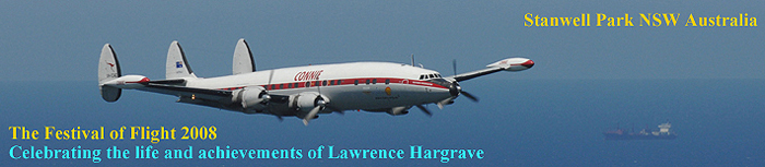 The banner to acces pages celebrating the 2008 Festival of Flight. The banner includes an image of the Illawarra based Historical Aircraft Restoration Society's (HARS) Lockheed Super Constellation, Connie, flying over Stanwell Park, NSW Australia.