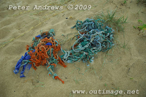More plastic washed up from the Pacific. Photo copyright Peter Andrews, Outimage.
