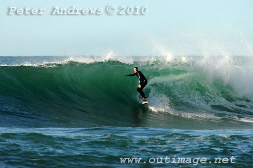 A mid August Saturday morning surf at Location 1, New South Wales Illawarra Coast, Australia. Photo copyright, Peter Andrews, Outimage Publications.