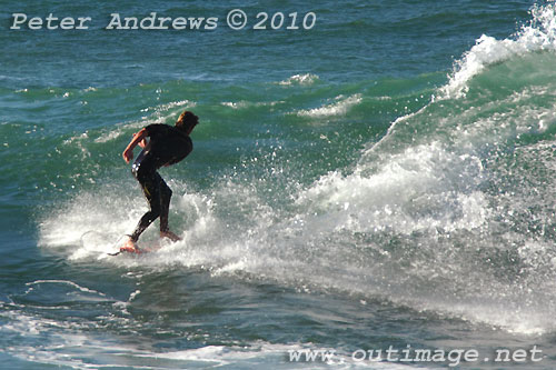 A mid August Saturday morning surf at Location 2, New South Wales Illawarra Coast, Australia. Photo copyright Peter Andrews.