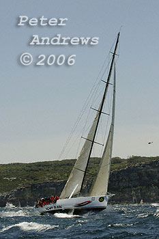 Matt Allen's Ichi Ban sails out into the Tasman after the start of the 2006 Rolex Sydney Hobart Yacht Race.