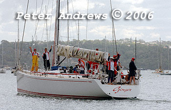 Leslie Green's Swan 601 Ginger, leaving the docks of the CYCA for the 2006 Sydney to Gold Coast Yacht Race.