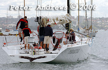 Bill Wild's Welbourne 42 Wedgetail, leaving the docks of the CYCA for the 2006 Sydney to Gold Coast Yacht Race.