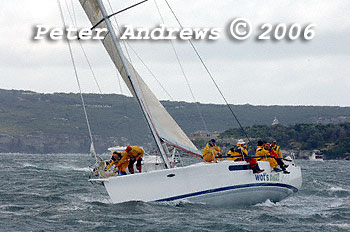 Ray Roberts' DK 46 Quantum Racing, out on the harbour ahead of the start of the 2006 Sydney to Gold Coast Yacht Race.