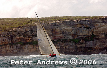 Steven David's Reichel Pugh 60 Wild Joe on its way out of the harbour after the 2006 Sydney to Gold Coast Yacht Race.