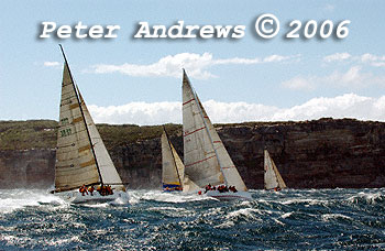 Some of the leading boats at the heads after the start of the 2006 Sydney to Gold Coast Yacht Race.