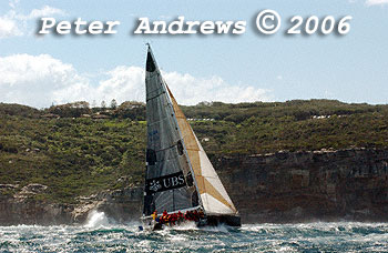 Geoff Lavis' Inglis 50 UBS Wild Thing, at the heads after the start of the 2006 Sydney to Gold Coast Yacht Race.