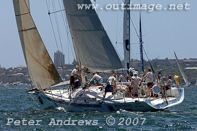 David Pescud's Lyons 54 SAILORS WITH disABILITIES out on Sydney Harbour ahead of the start of the 2007 Rolex Sydney Hobart Yacht Race.