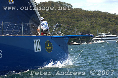 Bowman on Grant Warrington's Skandia ahead of the start of the 2007 Rolex Sydney Hobart Yacht Race.