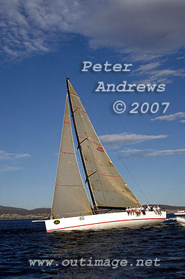 Rosebud working up to the Hobart finishing line, just off Sandy Bay.