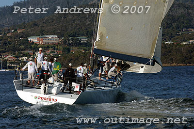 Sturgeon's Rosebud after crossing the finishing line in Hobart.