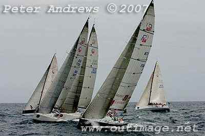 The Farr 40 fleet in starting sequence of the third race.