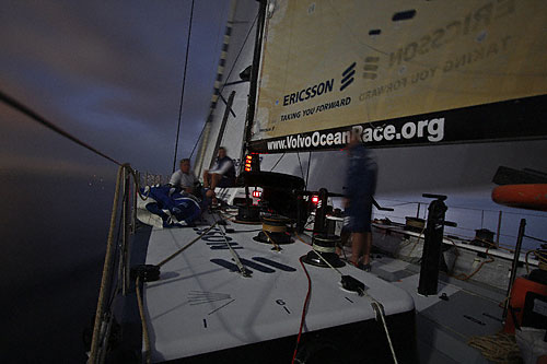 On Ericsson 3 at night, on leg 1 of the Volvo Ocean Race. Photo copyright Gustav Morin - Ericsson Racing Team. 