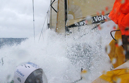 Telefonica Blue in rough seas on the final stretch of leg 1 to Cape Town, in the Volvo Ocean Race. Photo copyright Gabriele Olivo - Equipo Telefonica - Volvo Ocean Race. 