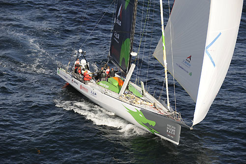 Green Dragon arrives to Cape Town on leg 1 of the Volvo Ocean Race. Photo copyright Rick Tomlinson / Volvo Ocean Race.