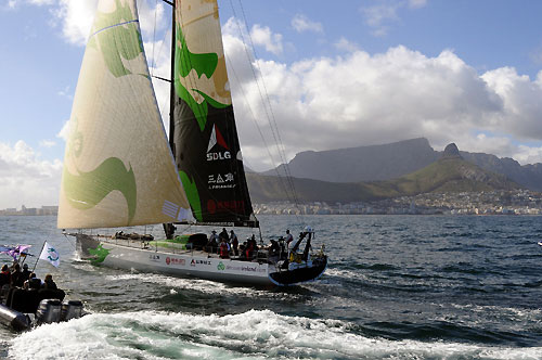 Green Dragon arrives into Cape Town on leg 1 of the Volvo Ocean Race. Photo copyright Dave Kneale - Volvo Ocean Race. 