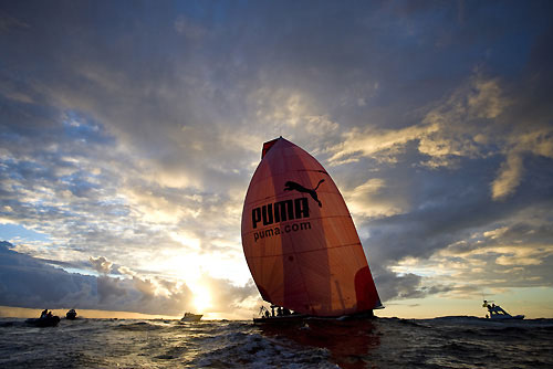 PUMA Ocean Racing, skippered by Ken Read, finish Leg 1 of the Volvo Ocean Race 2008-09 in second place, crossing the line in Cape Town at 17:44 GMT (19:44 local) Nov 2, 2008. Photo copyright Sally Collison / PUMA Ocean Racing.