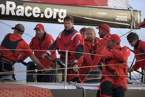 PUMA Ocean Racing, skippered by Ken Read, finish Leg 1 of the Volvo Ocean Race 2008-09 in second place, crossing the line in Cape Town at 17:44 GMT (19:44 local) Nov 2, 2008. Photo copyright Sally Collison - PUMA Ocean Racing.