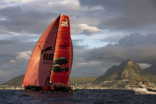 PUMA Ocean Racing, skippered by Ken Read, finish Leg 1 of the Volvo Ocean Race 2008-09 in second place, crossing the line in Cape Town at 17:44 GMT (19:44 local) Nov 2, 2008. Photo copyright Sally Collison - PUMA Ocean Racing.