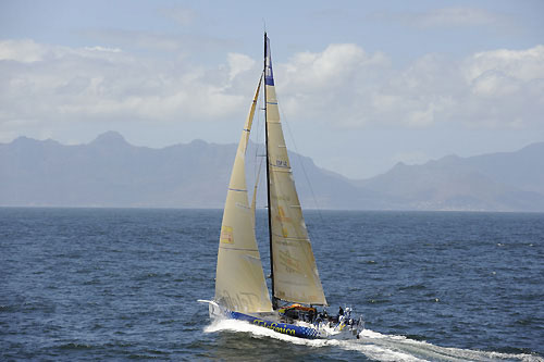 Telefonica Blue arrives into Cape Town at the end of leg 1 of the Volvo Ocean Race. They crossed the finish line at 11:18 GMT scoring 4 leg points, claiming 5th place overall. Photo copyright Rick Tomlinson - Volvo Ocean Race. 