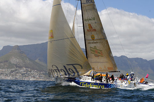 Telefonica Blue arrive in Cape Town in fifth place on leg 1 of the Volvo Ocean Race 2008-09. Photo copyright Dave Kneale - Volvo Ocean Race.