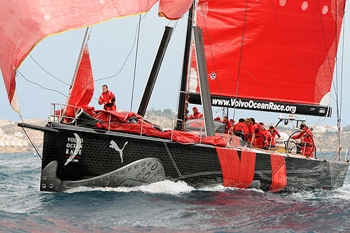 PUMA Ocean Racing test sailing during the first In-Port Race practice session in Alicante, Spain, before the start of the Volvo Ocean Race 2008-09. Photo copyright Dave Kneale - Volvo Ocean Race.