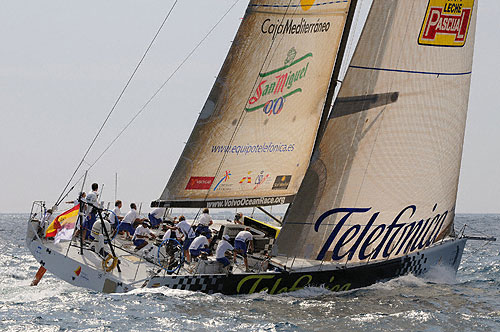 Telefonica Black wins the practice in-port race in Alicante, Spain. Photo copyright Dave Kneale - Volvo Ocean Race.