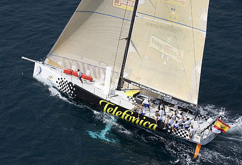 An earlier shot of Telefonica Black where it won the practice in-port race in Alicante, Spain. Photo copyright Rick Tomlinson - Volvo Ocean Race. 