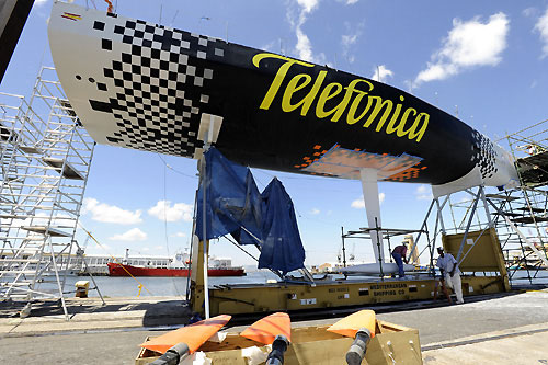 Preparations for Telefonica Black in Cape Town, South Africa. Photo copyright Rick Tomlinson / Volvo Ocean Race.