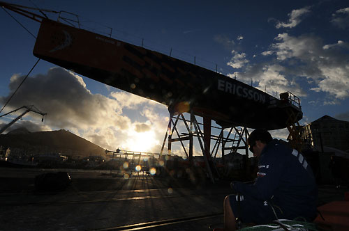 Ericsson 3 in the haul-out area in Cape Town, South Africa. Photo copyright Dave Kneale / Volvo Ocean Race.