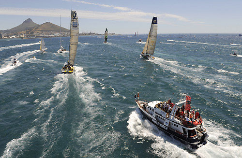 The fleet power away at the start of leg 2 of the Volvo Ocean Race from Cape Town, South Africa to Cochin, India. Photo copyright Rick Tomlinson / Volvo Ocean Race. 
