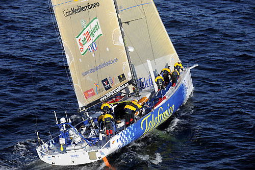 Telefonica Blue at the start of leg 2 of the Volvo Ocean Race from Cape Town, South Africa to Cochin, India. Photo copyright Rick Tomlinson / Volvo Ocean Race.