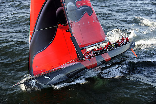 PUMA Ocean Racing at the start of leg 2 of the Volvo Ocean Race from Cape Town, South Africa to Cochin, India. Photo  Rick Tomlinson / Volvo Ocean Race.